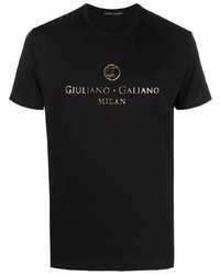 T-shirt à col rond imprimé noir et doré Giuliano Galiano