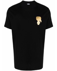 T-shirt à col rond imprimé noir et doré Karl Lagerfeld