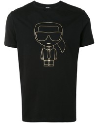 T-shirt à col rond imprimé noir et doré Karl Lagerfeld