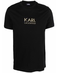 T-shirt à col rond imprimé noir et doré Karl Lagerfeld