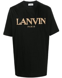 T-shirt à col rond imprimé noir et doré Lanvin