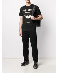T-shirt à col rond imprimé noir et doré Emporio Armani