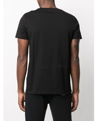 T-shirt à col rond imprimé noir et doré Balmain