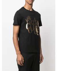 T-shirt à col rond imprimé noir et doré VERSACE JEANS COUTURE