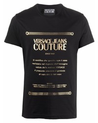 T-shirt à col rond imprimé noir et doré VERSACE JEANS COUTURE