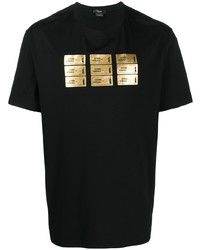 T-shirt à col rond imprimé noir et doré Versace