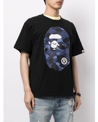 T-shirt à col rond imprimé noir A Bathing Ape