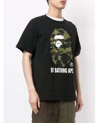 T-shirt à col rond imprimé noir A Bathing Ape