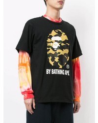 T-shirt à col rond imprimé noir A Bathing Ape