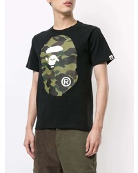 T-shirt à col rond imprimé noir A Bathing Ape