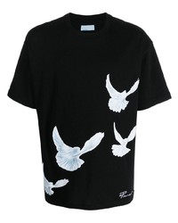 T-shirt à col rond imprimé noir 3PARADIS