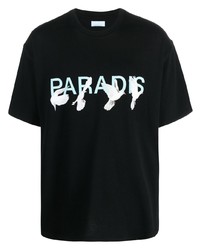 T-shirt à col rond imprimé noir 3PARADIS