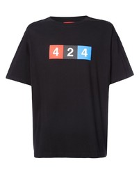 T-shirt à col rond imprimé noir 424