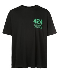 T-shirt à col rond imprimé noir 424