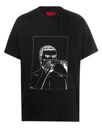 T-shirt à col rond imprimé noir 424