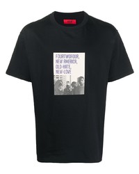 T-shirt à col rond imprimé noir 424