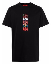 T-shirt à col rond imprimé noir 424