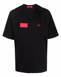 T-shirt à col rond imprimé noir 424