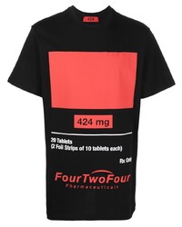 T-shirt à col rond imprimé noir 424