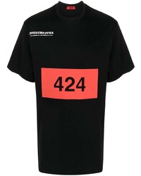 T-shirt à col rond imprimé noir 424