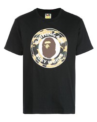 T-shirt à col rond imprimé noir A Bathing Ape