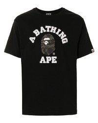 T-shirt à col rond imprimé noir A Bathing Ape