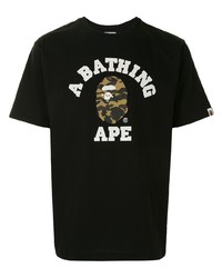 T-shirt à col rond imprimé noir A Bathing Ape