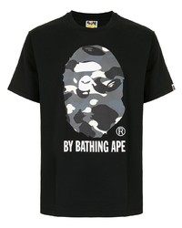 T-shirt à col rond imprimé noir A Bathing Ape