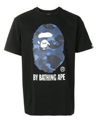 T-shirt à col rond imprimé noir A Bathing Ape