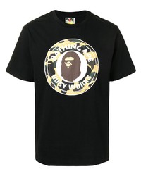 T-shirt à col rond imprimé noir A Bathing Ape