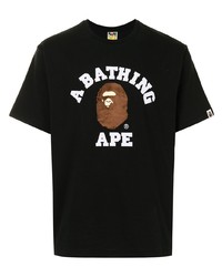 T-shirt à col rond imprimé noir A Bathing Ape