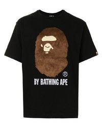 T-shirt à col rond imprimé noir A Bathing Ape