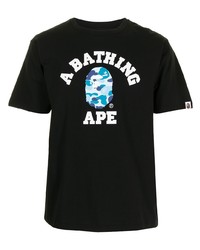 T-shirt à col rond imprimé noir A Bathing Ape