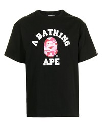 T-shirt à col rond imprimé noir A Bathing Ape