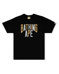 T-shirt à col rond imprimé noir A Bathing Ape