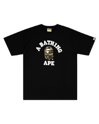 T-shirt à col rond imprimé noir A Bathing Ape