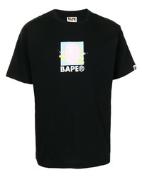 T-shirt à col rond imprimé noir A Bathing Ape