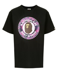 T-shirt à col rond imprimé noir A Bathing Ape