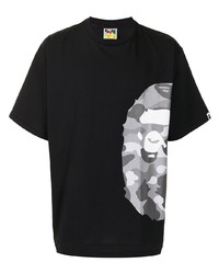 T-shirt à col rond imprimé noir A Bathing Ape