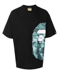 T-shirt à col rond imprimé noir A Bathing Ape