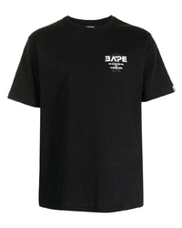 T-shirt à col rond imprimé noir A Bathing Ape