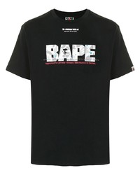 T-shirt à col rond imprimé noir A Bathing Ape