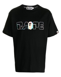 T-shirt à col rond imprimé noir A Bathing Ape