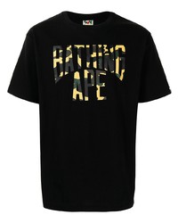 T-shirt à col rond imprimé noir A Bathing Ape