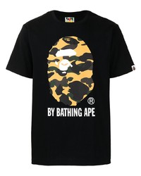 T-shirt à col rond imprimé noir A Bathing Ape