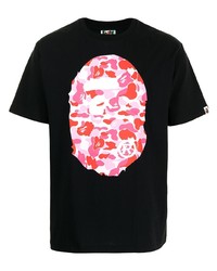 T-shirt à col rond imprimé noir A Bathing Ape