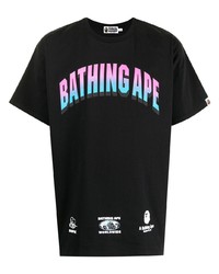 T-shirt à col rond imprimé noir A Bathing Ape