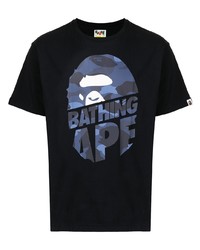 T-shirt à col rond imprimé noir A Bathing Ape