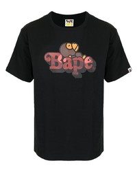 T-shirt à col rond imprimé noir A Bathing Ape