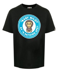 T-shirt à col rond imprimé noir A Bathing Ape